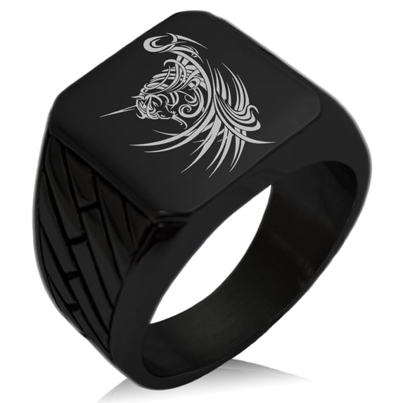 Stainless Steel Almighty Alicorn Geometric Pattern Biker Style Polished Ring