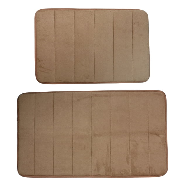Alfombrilla de baño de espuma viscoelástica Unique Bargains 2 uds. Antideslizante Lavable a máquina Marrón 40x60cm 50x80cm