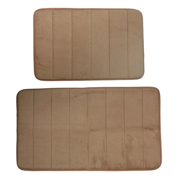 Alfombrilla de baño de espuma viscoelástica Unique Bargains 2 uds. Antideslizante Lavable a máquina Marrón 40x60cm 50x80cm