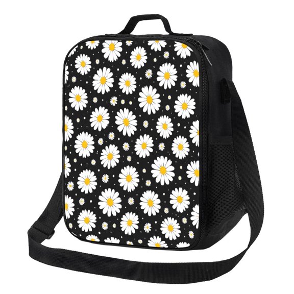 Daisy Flower Lunch Bag Insulated Thermal Lunch Box with Shoulder Strap & Handle for Women and Men