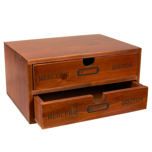 Juvale Small Wood Desktop Organizer Storage Box with Drawers, French