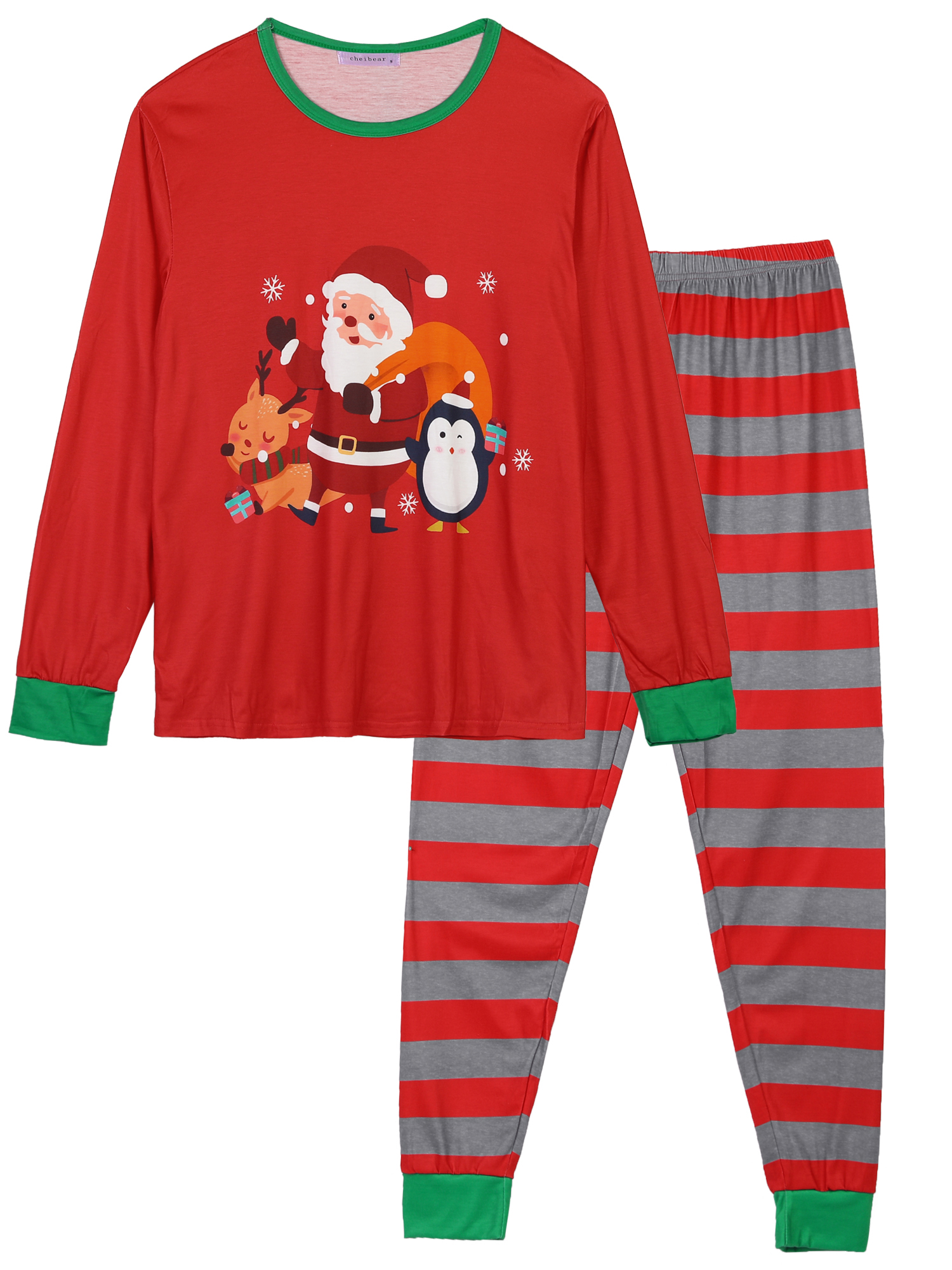 Unique Bargains Womens 2 Pcs Christmas Family Matching Pajama Set Striped Party Sleepwear XL Dad's Red