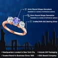 thumbnail image 2 of Gem Stone King 18K Rose Gold Plated Silver Blue Tanzanite and White Topaz Engagement Ring for Women | 2.10 Cttw | Round 6MM | Gemstone December Birthstone | Size 9, 2 of 6