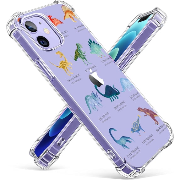 Dinosaur illustration Clear Case for iPhone 12 Mini,Aesthetic Art Design Case for Men Women,Unique Soft Transparent TPU Bumper Case Cover
