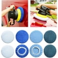 thumbnail image 2 of 8pcs 9-10 inch Polishing Pad Bonnets 8 Pack 4 Color 9'' to 10'' Orbital Polishing Pad Microfiber Coral Fleece Bonnet Car Buffer Polisher Waxing Covers for Automobile Glass Cleaning and Polish, 2 of 4