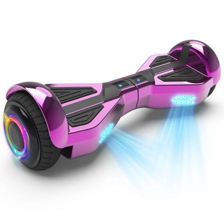 Starship Hoverboard avec Haut-Parleur Bluetooth, Scooters d'Auto-équilibrage de Couleur Chrome avec Design de Science-Fiction et Roues à LED de 6,5 Pouces