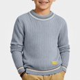 thumbnail image 3 of Afuyipoi Boys Turtleneck Pullover Sweater Knit Top for Kids Size 0-11Y Fall Winter Layering Outfit Light Blue Size 2T, 3 of 6