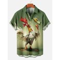 thumbnail image 3 of Camisa informal de manga corta con cuello vuelto y estampado 3D de gallo divertido de Hawaii para playa 2024, camisa holgada de verano para niños, 3 of 5
