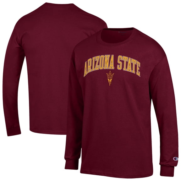Men's-Champion Maroon Arizona State Sun Devils Arch Over Logo Long Sleeve T-Shirt