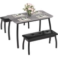 thumbnail image 1 of 43-pulgada industrial dining mesa set: 3-piece kitchen muebles con 2 forrado benches y heavy-duty metal frame para small spaces, studio, restaurant, o home (gray), 1 of 8