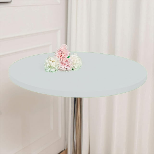ORUYROP 2-Pack Cocktail Round Table Topper Cap Spandex Fitted Stretch Cocktail Tablecloth Tight Stretchable Elastic for Weddings Banquets Events Parties Restaurants(Size:200cm,Color:Ivory-Whit