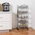 thumbnail image 2 of Topbuy 5Tier Mesh Rolling Utility Cart Storage Basket Home Kitchen w/Wheels Gray, 2 of 7