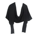 thumbnail image 5 of SUXIAN Winter Scarf for Women Solid Color Knitted Wrap Crochet Thick with Sleeve Cape Black One Size, 5 of 6