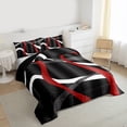 thumbnail image 3 of Homewish Geometric Waves Striped Bedding Comforter Set,Modern Minimalist Lines Twin Comforter Sets,Gray White Red Bedding Set For Girls Kids,Luxury Bedroom Decor Reversible,2 Pieces, 3 of 8