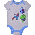 thumbnail image 2 of Avengers Captain America, Spiderman and Hulk Boys Long Sleeve Romper and Bodysuit Set, Infant, 2 of 5