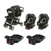 Graco Ready2Grow Click Connect Double Stroller with Two Car Seats and Bases Travel System, Gotham
