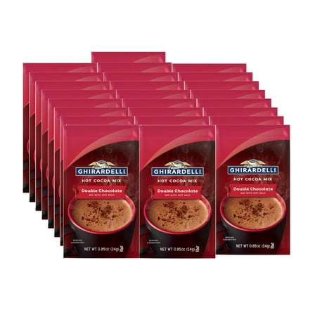 Ghirardelli Double Chocolate Hot Cocoa Mix, 0.85 oz Packets (Pack of 25)