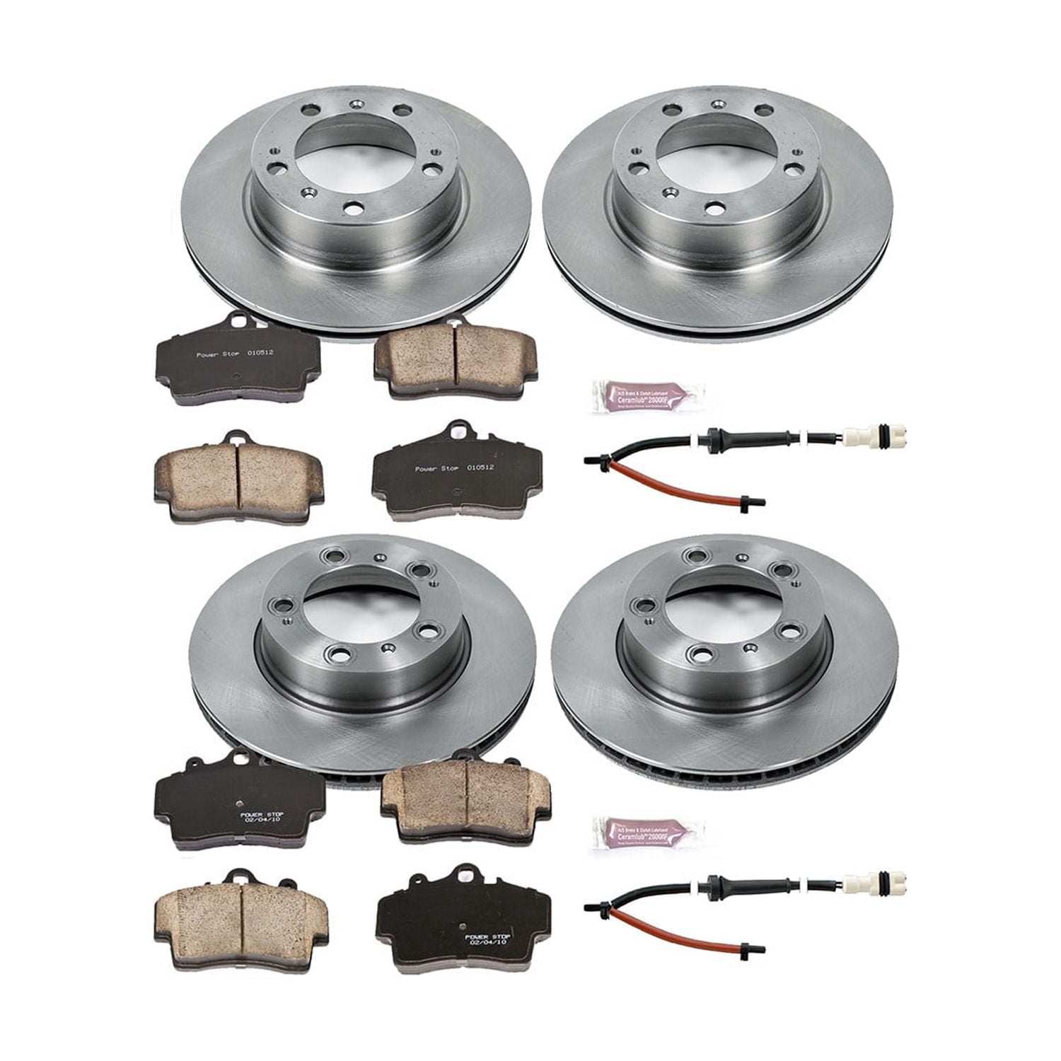 Power Stop Front and Rear Stock Replacement Brake Pad and Rotor Kit KOE4406 Fits 2000 Porsche Boxster