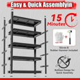 thumbnail image 7 of Book Shelf, 5 Tier Metal Wide Bookshelves, 78" H, Heavy Duty Bookcase, Adjustable Bookshelf, Tall Book Shelf for Living Room & Offices and Library (78" H*47" W*18" D), 7 of 7