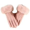 thumbnail image 5 of Women's Winter Knit Gloves with Fashionable Large Furry Cuffs, Touchscreen Cold Proof Gloves for Outdoor Cycling, Small Chic Style Thermal Gloves, Warm Winter Riding Gloves for Women - Pink, 5 of 5