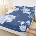 thumbnail image 3 of Manfei Blue Country Plant Queen Sheet Sets,Rustic Flower Floral Flat Sheet,Natural Botanical Queen Fitted Sheet For Boys,Microfiber Bedroom Decor,4 Pieces, 3 of 7