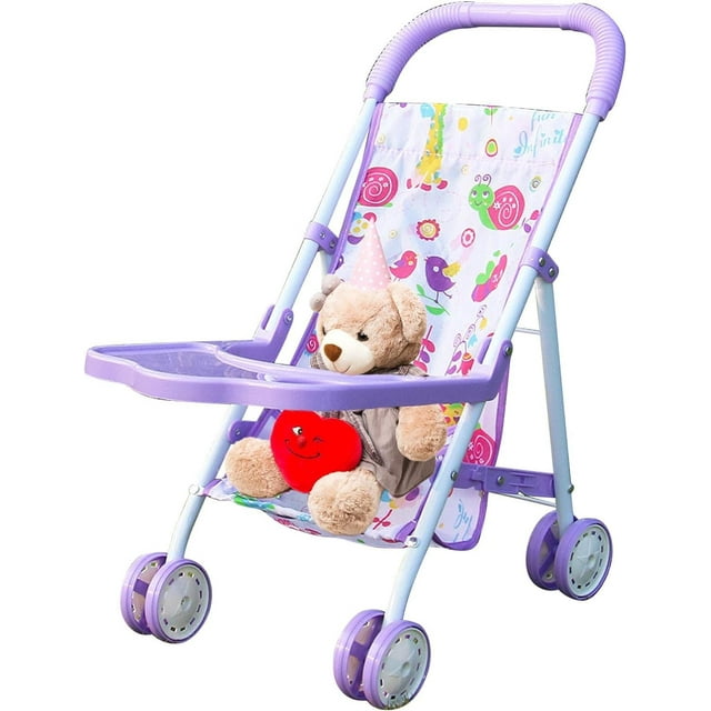 LAICAIW Baby Doll Stroller, Foldable Doll Stroller, Baby Doll Carriage, Realistic Convertible Doll Pram, Toy Baby Stroller, Creative Baby Doll Stroller Play Set for Toddler and Girls, Nuturing and R