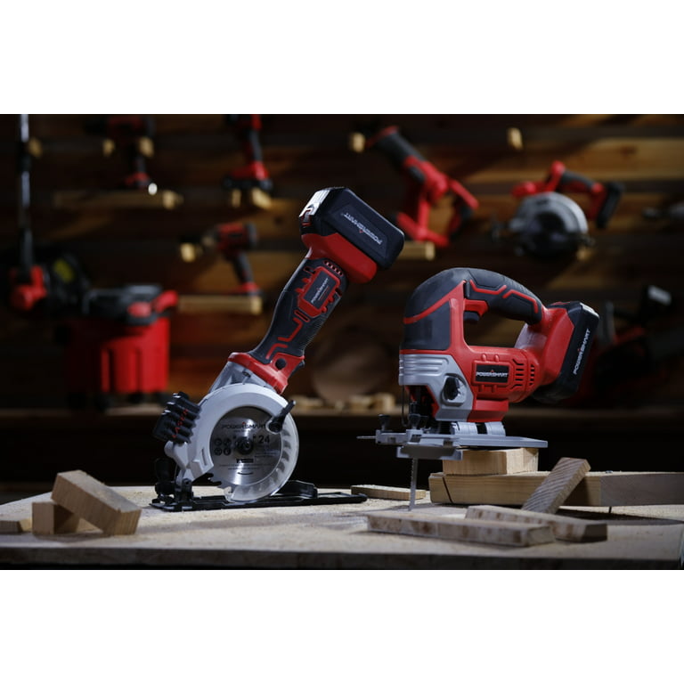 Powersmart Ps76138a 20V Cordless 4 1/2 in. Mini Circular Saw with 4.0 Ah Battery and Charger