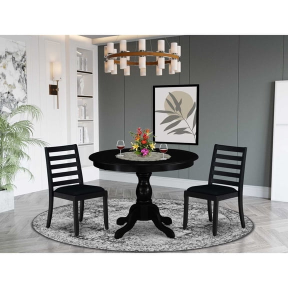 East West Furniture Hartland 3-Piece Dining Set in Black Finish