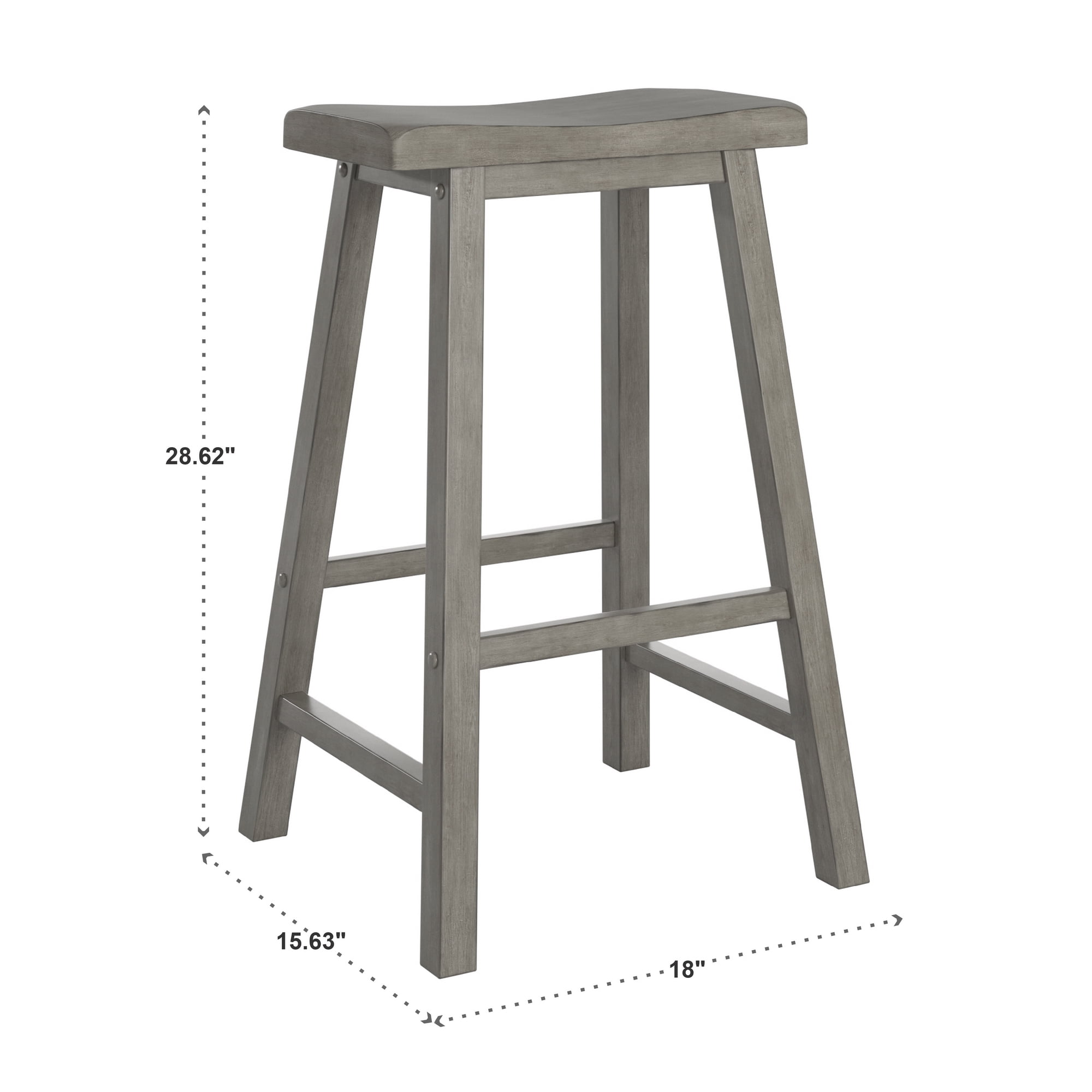 Weston Home Ashby Saddle Seat Backless 29-inch Bar Height Stools, Antique Grey (Set of 2)