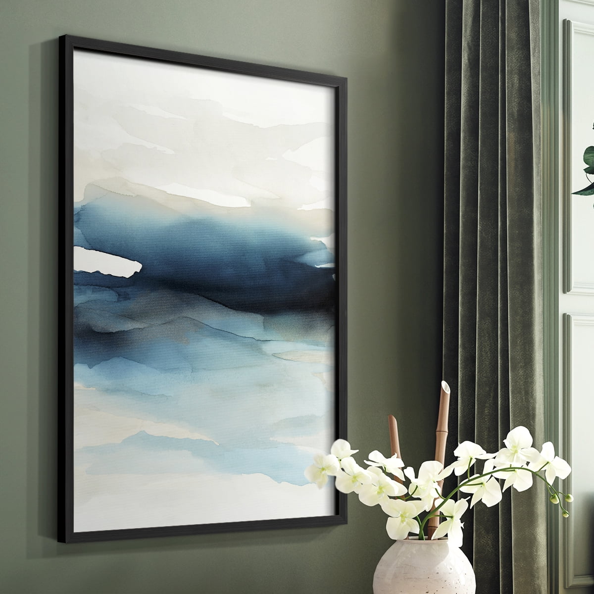 Waves II Framed Print in Black Solid Wood 22 x 28 Framed Print
