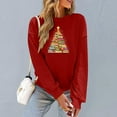 thumbnail image 6 of FAWUUDO Womens Fall Sweater Cute Bow Print Long Sleeve Pullover Casual Oversized Burgundy, 6 of 6