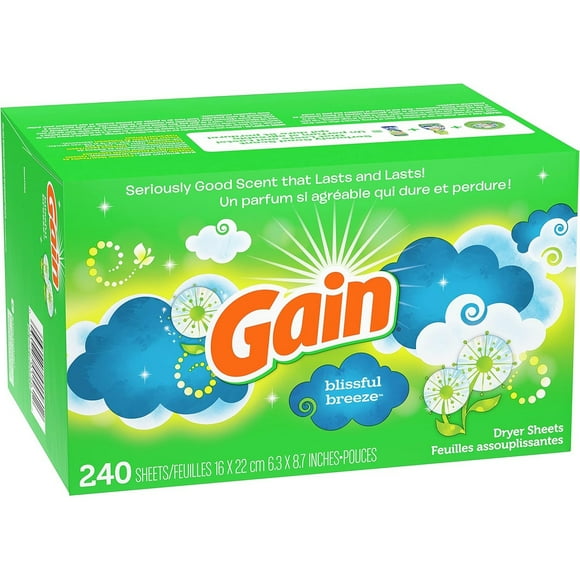 Gain Fabric Softener Dryer Sheets, Blissful Breeze, 240 Sheets (1 Pack)