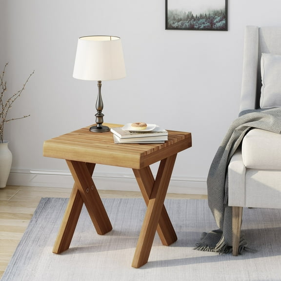 Noble House Acacia Wood Square Side Table, Teak