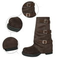 thumbnail image 6 of Aihuaihua Mid Calf Boots for Women Vintage Foldover Pirate Costume Boots Goth Buckle Strap Leather Boots Stylish Cosplay Shoes, 6 of 10