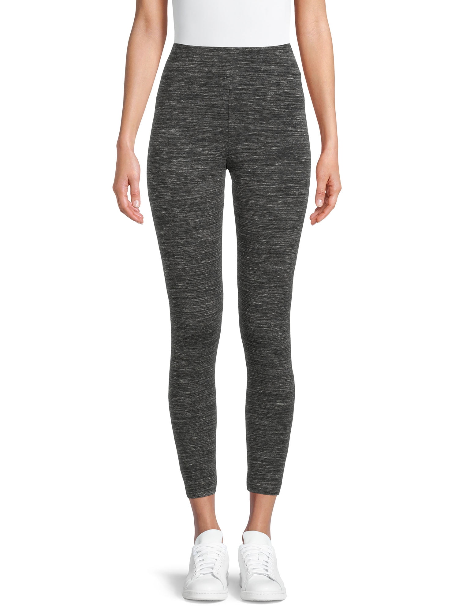 Time And Tru Women's High Rise Ankle Knit Leggings, 27" Inseam, Available in 2-Pack
