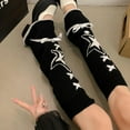 thumbnail image 3 of PIKADINGNIS Leg Warmers for Women Cute Punk Y2k Stars Japanese Style Covers Girls Bowtie Lace Straps Cotton Knitted Kawaii Trumpet, 3 of 7