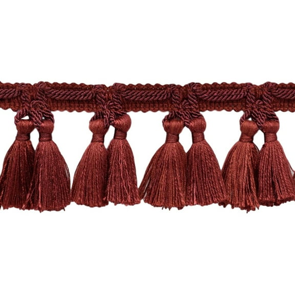 2 1/2" (6cm) Veranda Provincial Style Double Tassel Fringe Trim # TFV025,, Brick Red #VNT22 (Dark Rust) Sold By The Yard (36"/3 ft/0.9m)
