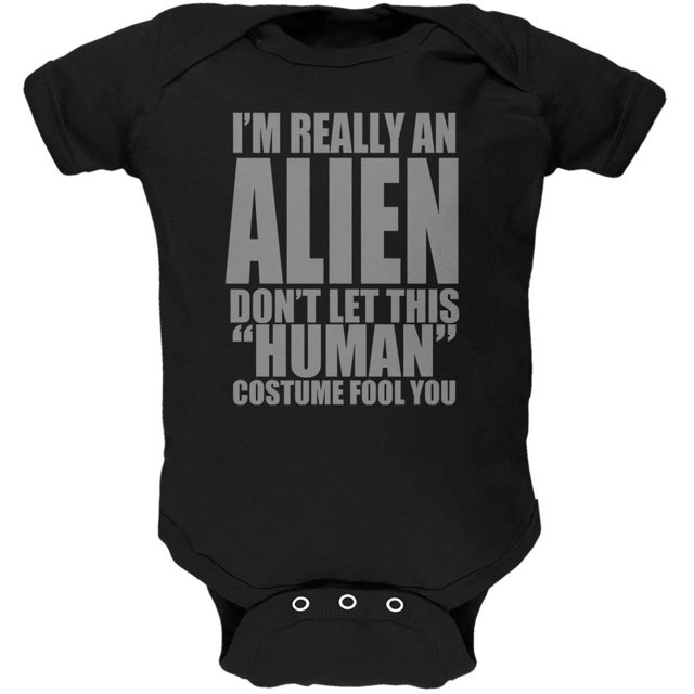 Halloween Human Alien Costume Black Soft Baby One Piece
