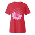 thumbnail image 3 of Rigardu T-Shirts pour Femmes Graphiques Journée de Sensibilisation au Cancer du Sein Imprimé Manches Courtes Col Rond T-Shirt T-Shirts pour Femmes Manches Courtes Rouge S, 3 of 3