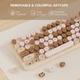 thumbnail image 2 of Wireless Keyboard and Mouse Combo Latte, Retro Round Keycaps, Full Size with Detachable Wrist Rest, 2.4G for PC Mac Windows, 2 of 8