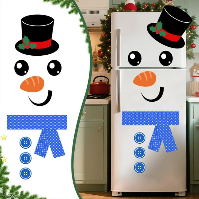 Decoraciones navideñas, adornos navideños, regalos navideños, pegatinas decorativas navideñas, imanes para nevera para fiestas navideñas, adhesivos decorativos de pared con muñeco de nieve navideño.