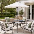 thumbnail image 2 of Round Outdoor Tablecloth with Umbrella Hole and Zipper, Brown Grey Tablecloth with Elastic Waterproof, Modern Brown Geometric Patio Table Covers for 36" - 44" Picnic Pool Tables, 2 of 9