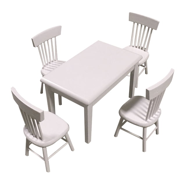 Juego de muebles en miniatura para casa de muñecas 1:12, mesa de comedor de madera, 4 sillas, accesorios para sala de estar, 5 unids/set Kearding WJ4204-01B