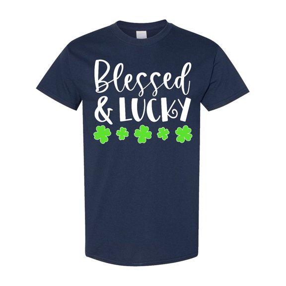 Inktastic Blessed and Lucky 4 Leaf Clovers St. Patrick's Day T-Shirt