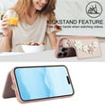 thumbnail image 2 of for iPhone 13 Pro 6.1-inch Crossbody Wallet Case, Women Flip Cover Flower Design PU Leather Kickstand Card Holder Slots Wrist Strap Lanyard Purse Phone Case for iPhone 13 Pro, Rosegold, 2 of 9