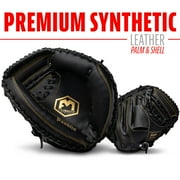 Franklin Sports Field Master Baseball Catchers Mitt, 31.5 in, Black/Gold, Right Hand Throw