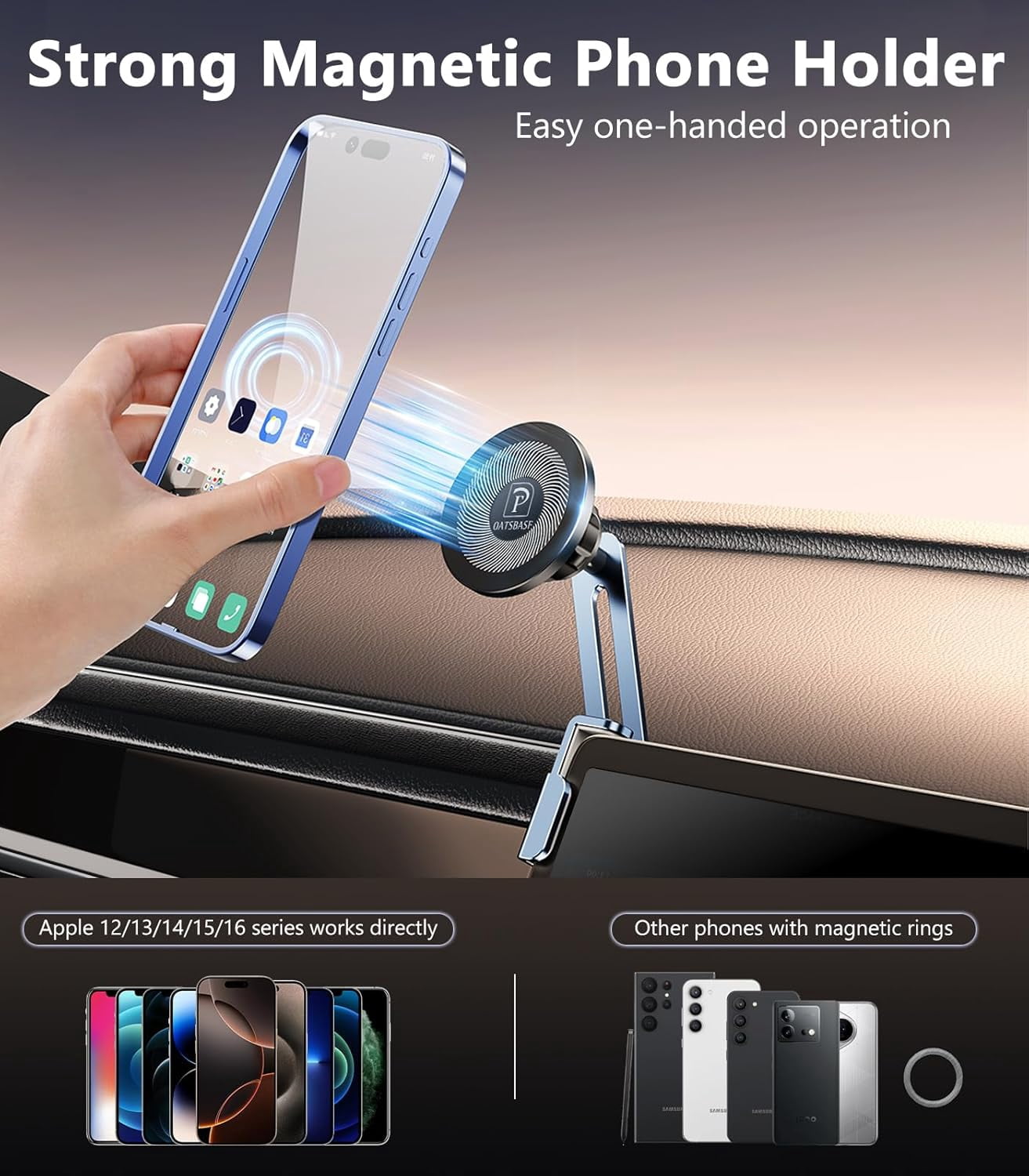 Dual Head Tesla Phone Mount Model Y/3 2026 2025 2024 2023 2022 2021, [Magnetic/Clip] Car Accessories for Tesla Screen Phone Holder Stand, (Fit for Tesla Model Y(Juniper)/3(Highland))