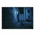 thumbnail image 1 of Urban Cutting Board, Black Cat Crossing Deserted Street at Night Mysterious Old European Town Alley, Decorative Tempered Glass Cutting and Serving Board, Small Size, Blue Black White, by Ambesonne, 1 of 1