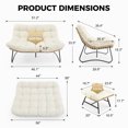 thumbnail image 4 of RADIATA Double Papasan Chair Outdoor with Ottoman, Outdoor Oversized Loveseat, 600 lbs Capacity with 5.5" Thick Cushion,Beige, 4 of 8