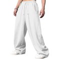 thumbnail image 7 of Men's Baggy Sweatpants Elastic Waist Drawstring Wide Leg Sweatpants Casual Loose Baggy Joggers with Pockets White 3XL, 7 of 7